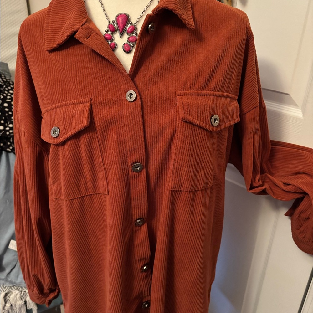 Women’s Rust Corduroy Button-Down Shirt